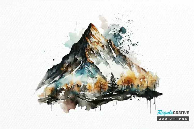 Watercolor Mountain PNG Clipart