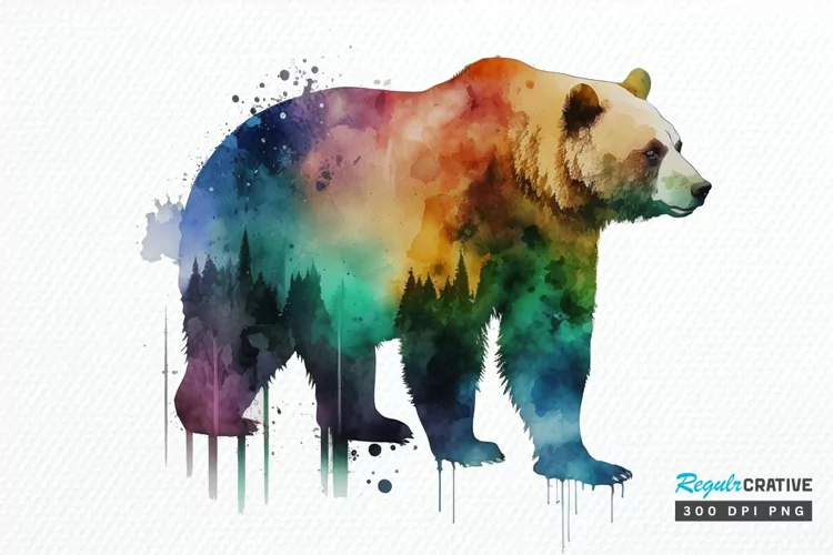 Watercolor Bear PNG Clipart