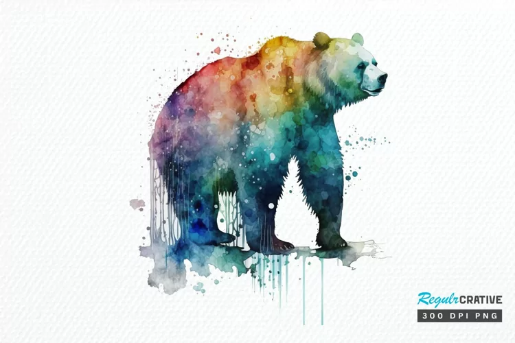 Watercolor Bear PNG Clipart