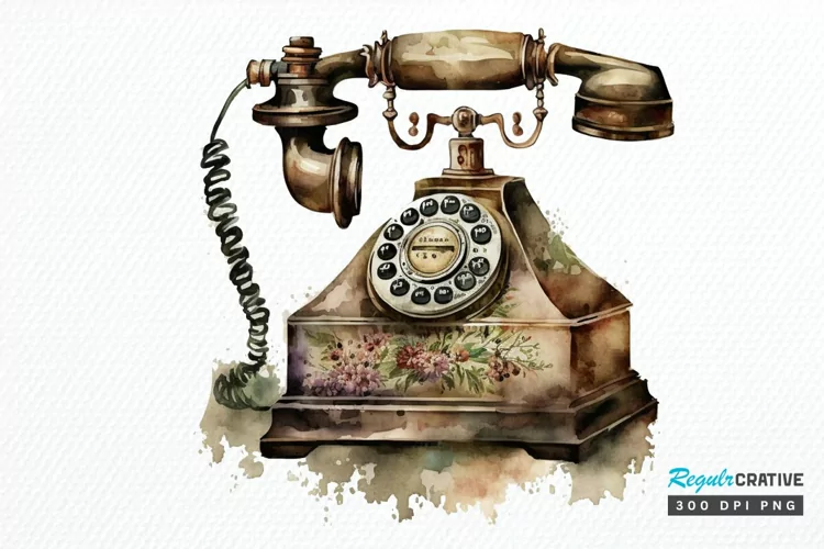 Watercolor Antique Telephone PNG Clipart