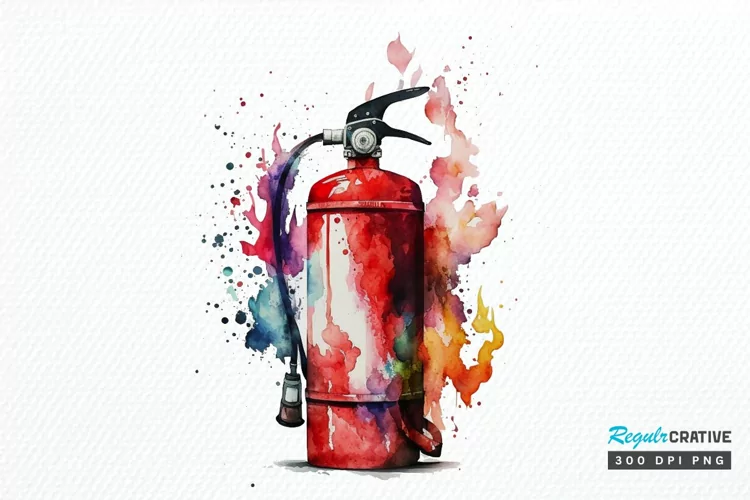 Watercolor Fire Extinguisher PNG Clipart