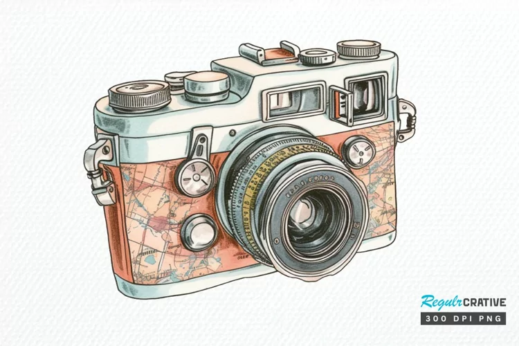 Retro Travel Camera PNG Clipart
