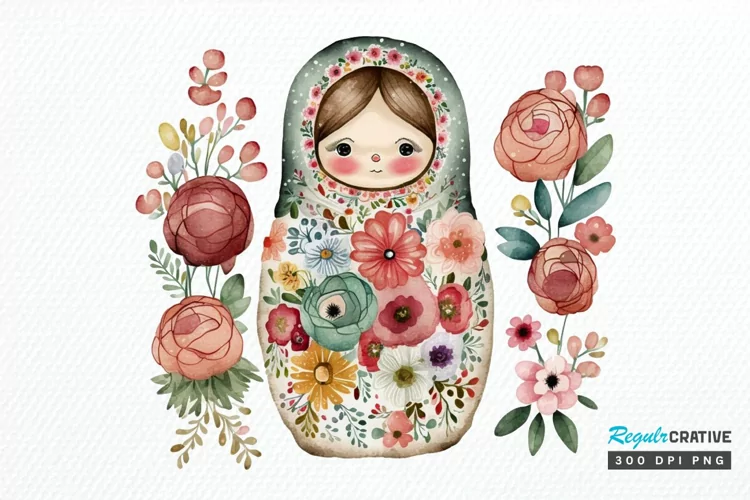 Watercolor Matryoshka Dolls PNG Clipart
