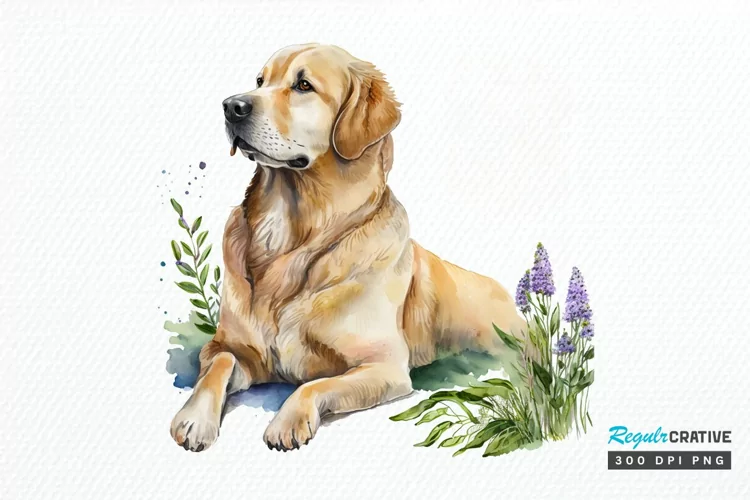 Watercolor Golden Dog PNG Clipart