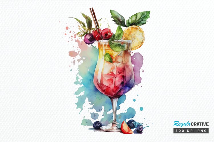 Watercolor Cocktail Clipart Image 23