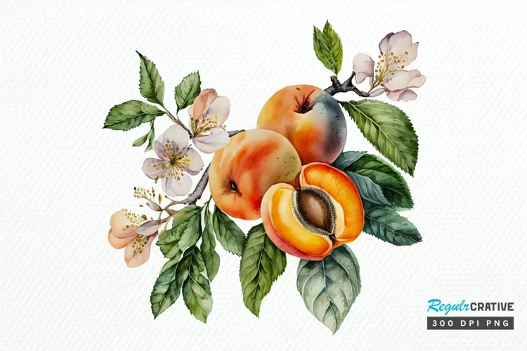 Watercolor Apricot PNG Clipart