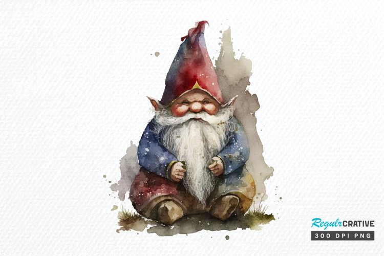Watercolor Christmas Gnome PNG Clipart