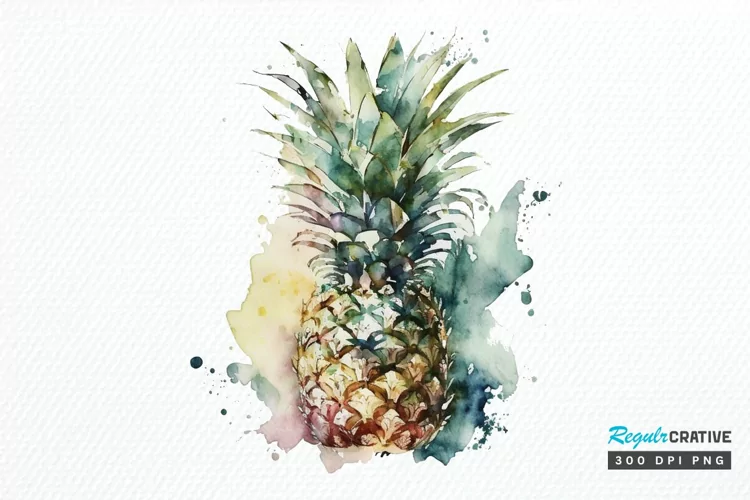 Watercolor Pineapple PNG Clipart