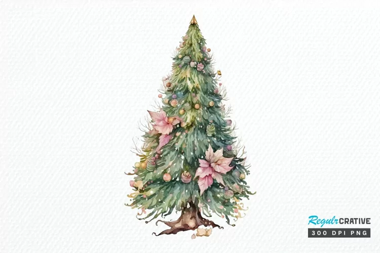 Watercolor Fairy Christmas Trees PNG Clipart