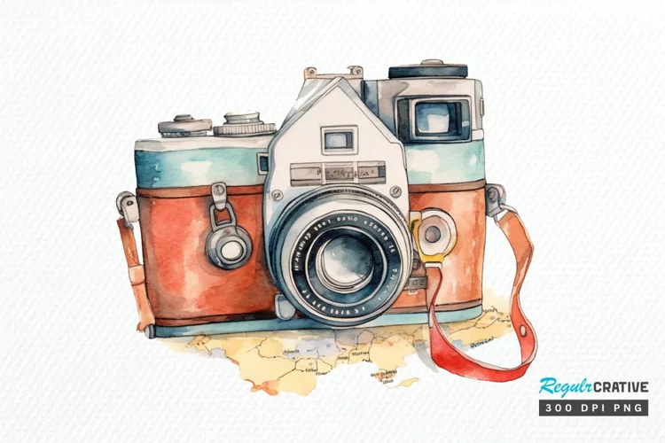 Retro Travel Camera PNG Clipart
