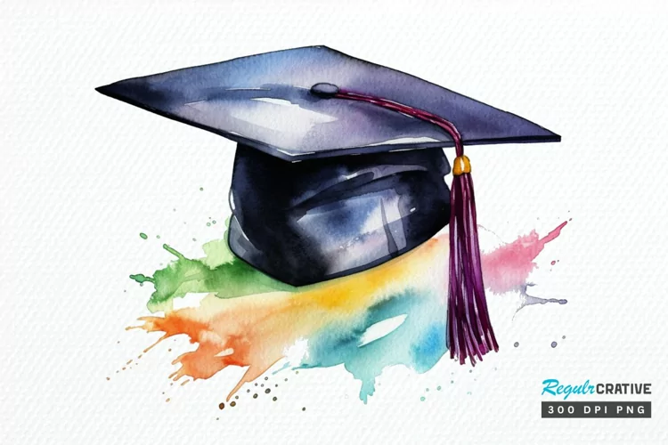 Watercolor Graduate Flower PNG Clipart