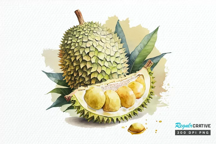 Watercolor Durian PNG Clipart