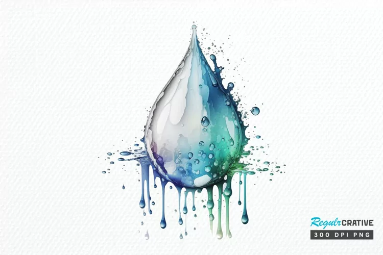 Watercolor Water Droplet PNG Clipart