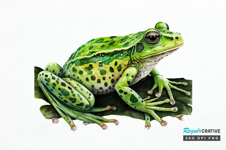 Watercolor Green Frog PNG Clipart