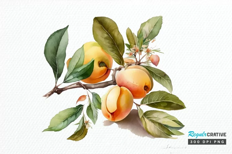 Watercolor Apricot PNG Clipart