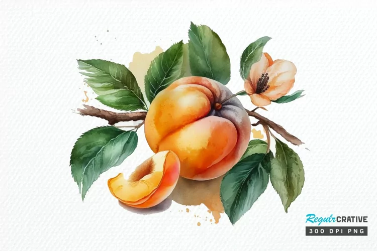 Watercolor Apricot PNG Clipart