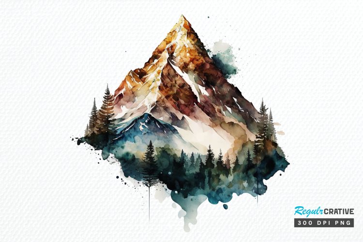 Watercolor Mountain PNG Clipart