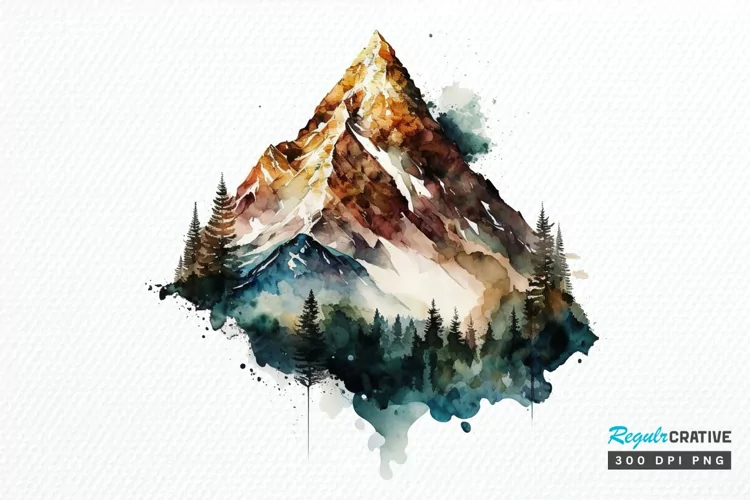 Watercolor Mountain PNG Clipart