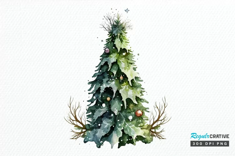 Watercolor Fairy Christmas Trees PNG Clipart