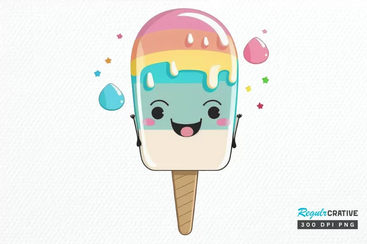 Watercolor Cute Ice Cream PNG Clipart