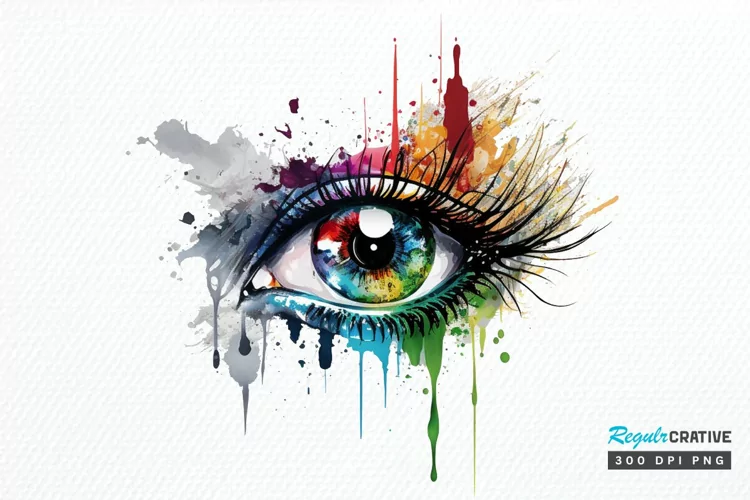 Watercolor Colorful Eye Paint PNG Clipart