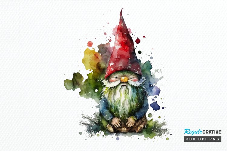 Watercolor Christmas Gnome PNG Clipart