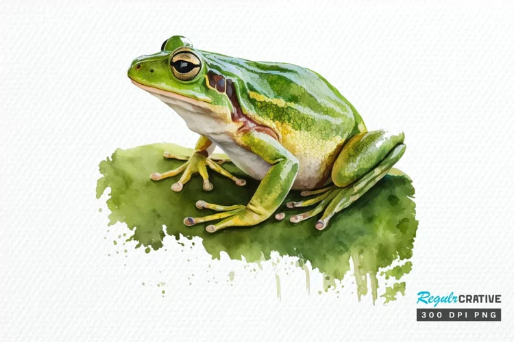 Watercolor Green Frog PNG Clipart