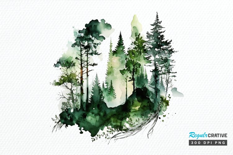 Watercolor Forest PNG Clipart example image 1