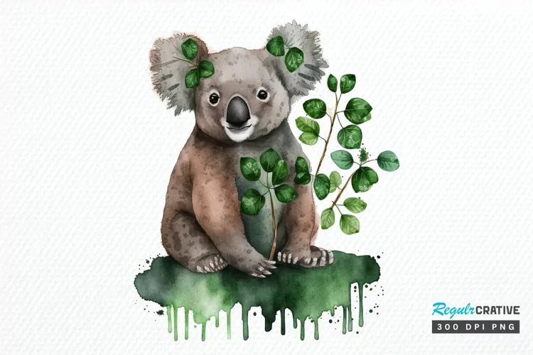 Watercolor Koala Patrick's Day PNG Clipart