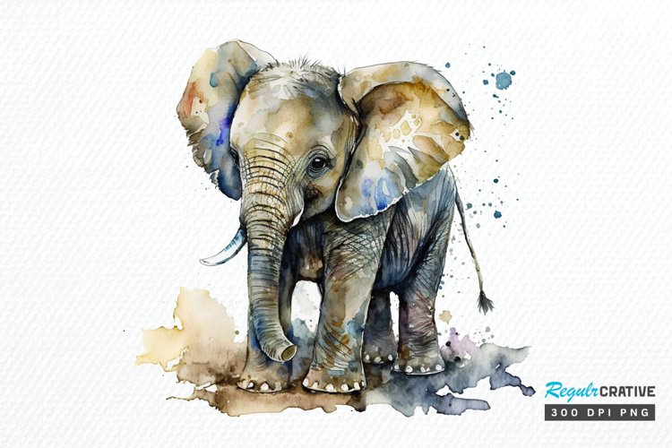 Elephant Watercolor Clipart Image 21