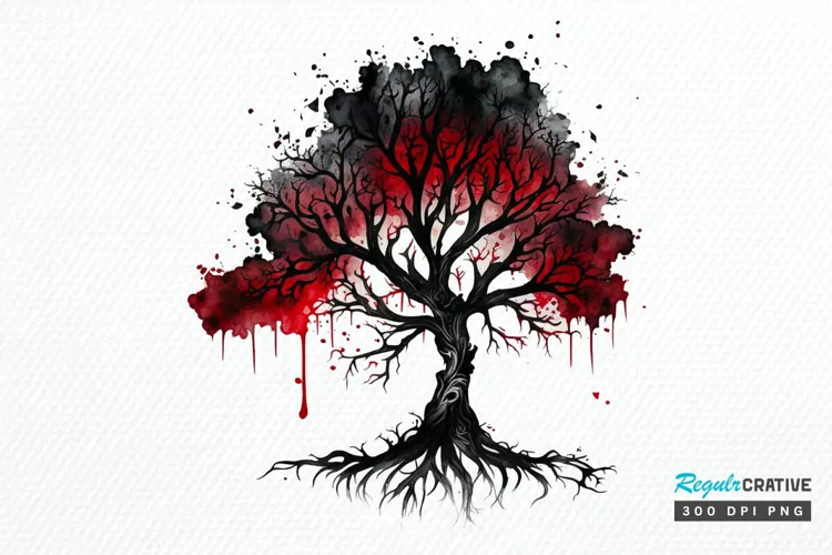 Watercolor Gothic Trees PNG Clipart