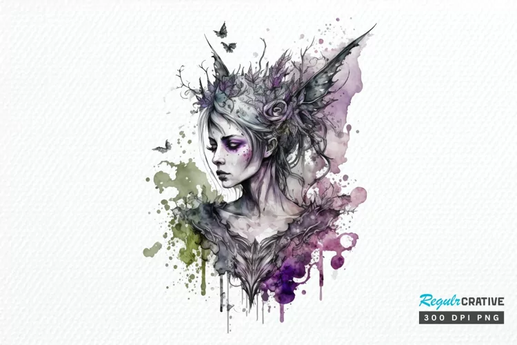 Watercolor Gothic Fairie PNG Clipart