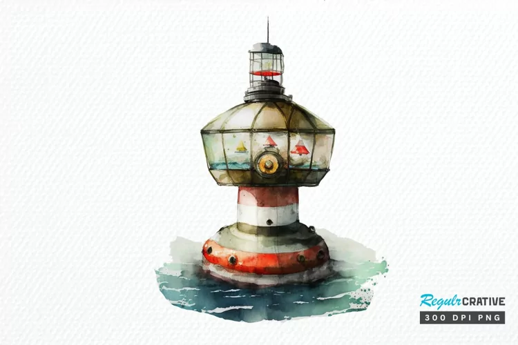 Watercolor Nautical Buoy PNG Clipart