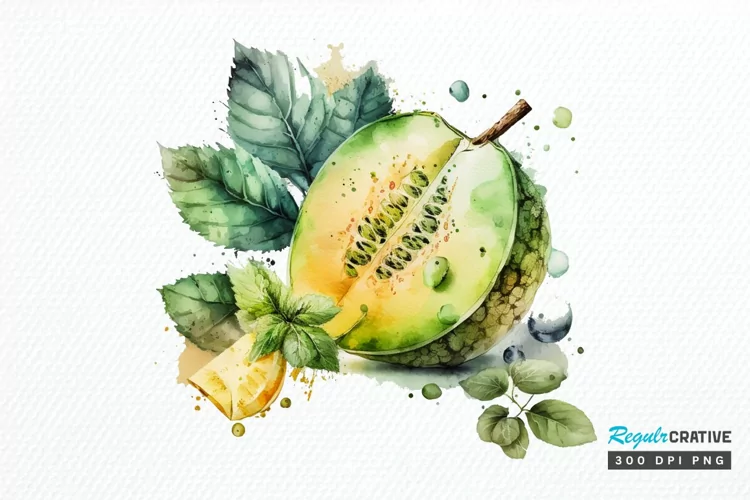 Watercolor Honeydew PNG Clipart