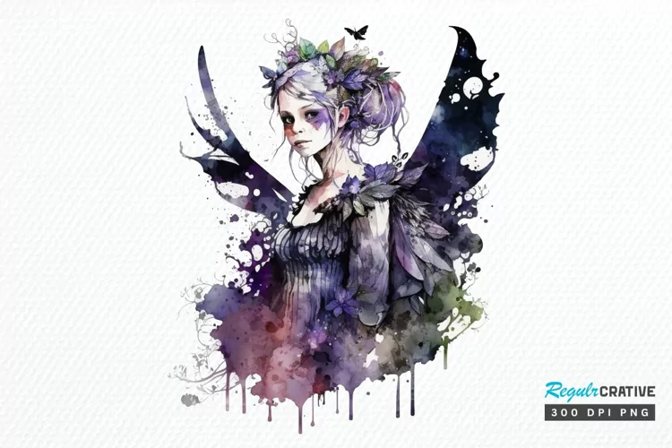 Watercolor Gothic Fairie PNG Clipart