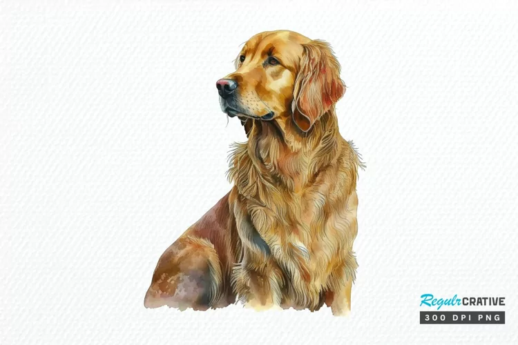 Watercolor Golden Dog PNG Clipart