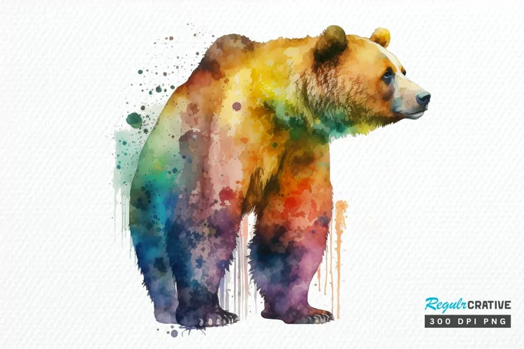 Watercolor Bear PNG Clipart