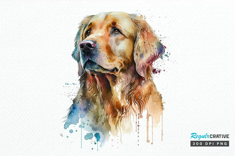 Watercolor Golden Retriever PNG Clipart