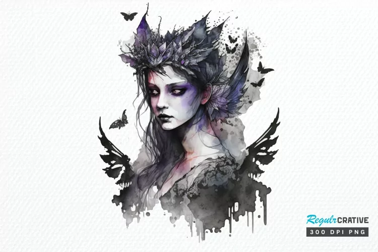Watercolor Gothic Fairie PNG Clipart