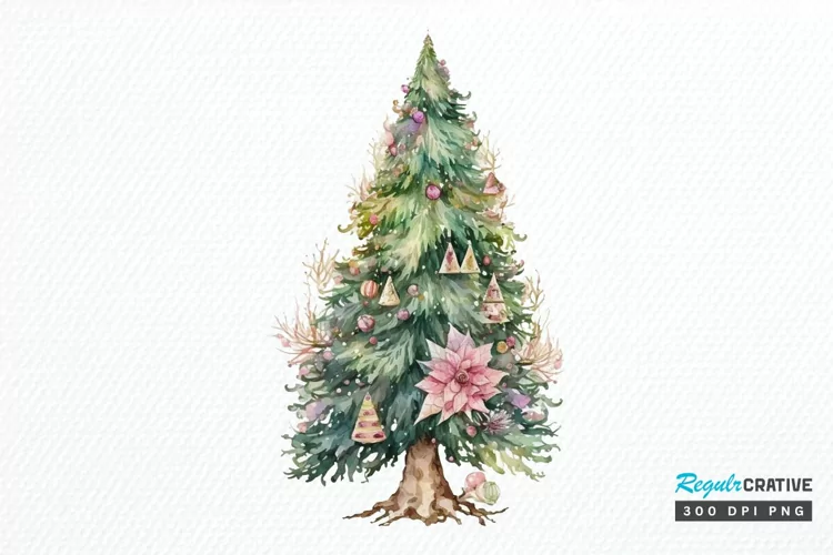 Watercolor Fairy Christmas Trees PNG Clipart
