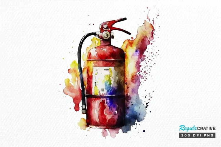Watercolor Fire Extinguisher PNG Clipart