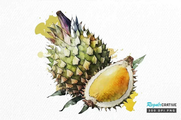 Watercolor Durian PNG Clipart
