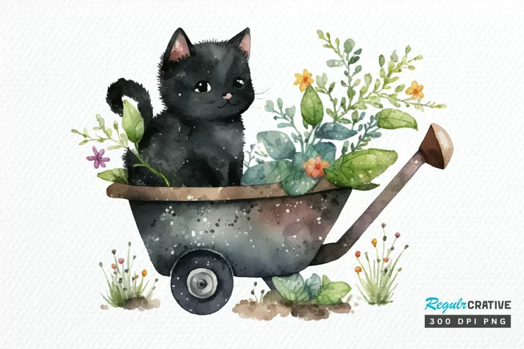Watercolor Cute Wheelbarrows PNG Clipart
