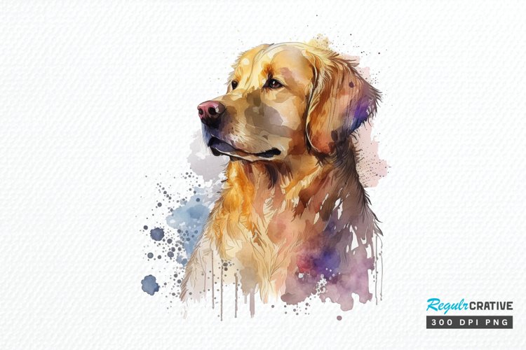 Watercolor Golden Retriever PNG Clipart