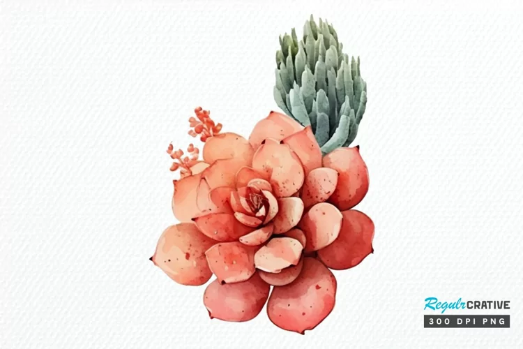 Watercolor Boho Succulents PNG Clipart