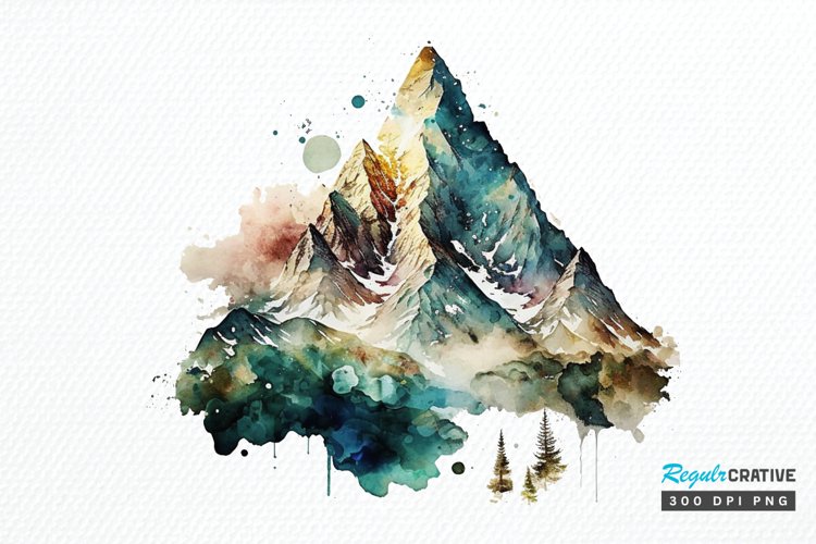 Watercolor Mountain PNG Clipart
