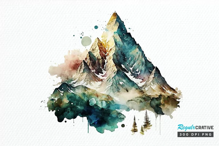 Watercolor Mountain PNG Clipart