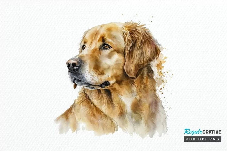 Watercolor Golden Dog PNG Clipart