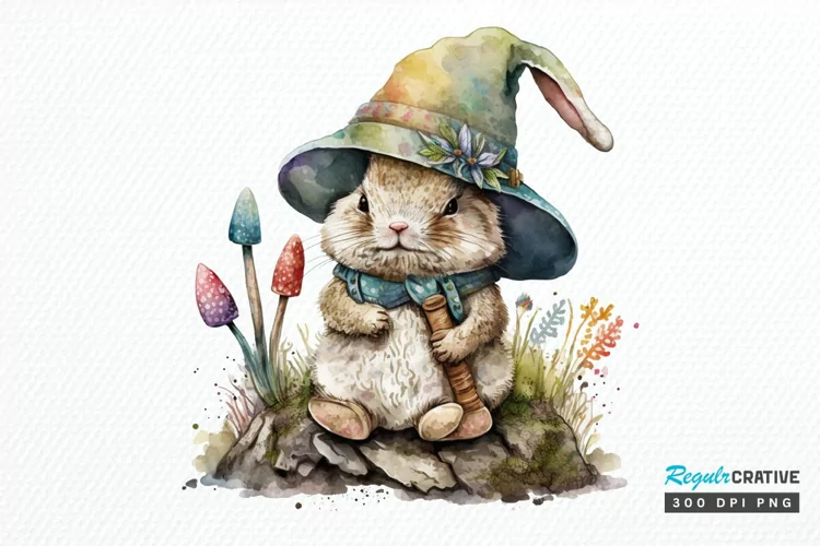 Watercolor easter bunny Gnome PNG Clipart