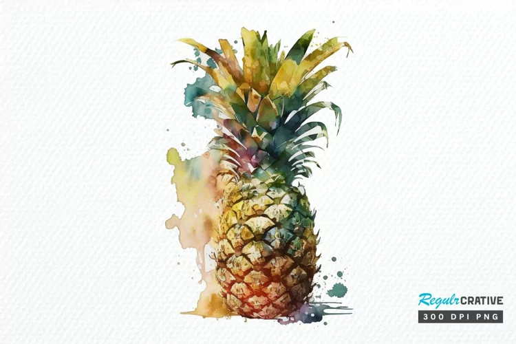 Watercolor Pineapple PNG Clipart
